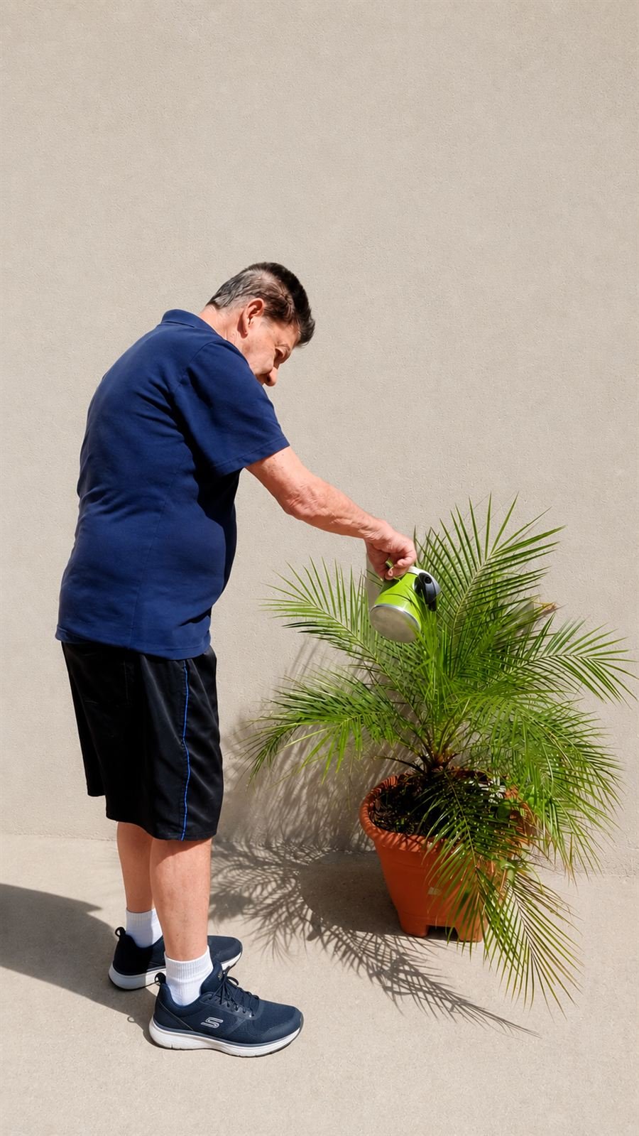 Residente participando de atividade de jardinagem no Centro-Dia